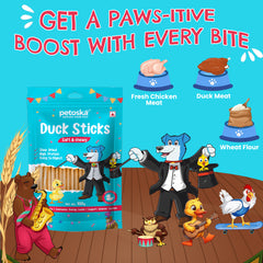 Petoska Duck Sticks Dog Treats Made with Duck & Chicken Meat, Nutritious, Healthy & Tasty, 100gms