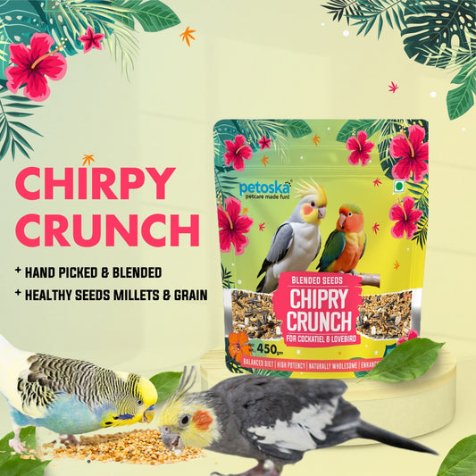 Petoska Chirpy Crunch Bird Food 450g For Cockatiels & Lovebirds