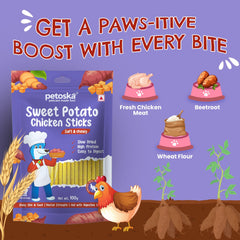 Petoska Sweet Potato Chicken Sticks Pack of 2 - 100gms