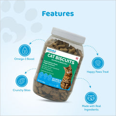 Petoska Crunchy Cat Biscuit Salmon & Broccoli, 250 gms