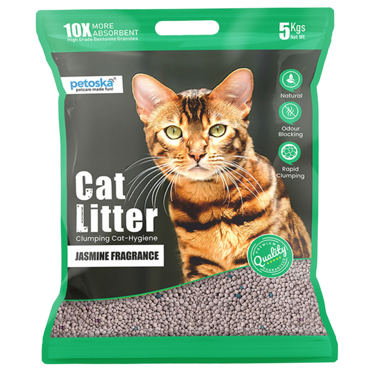 Petoska Bentonite Cat Litter Jasmine Fragrance Rapid Clumping & Odor Control-5kg