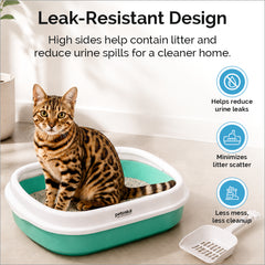 Petoska Cat Litter Tray with Scoop - Green