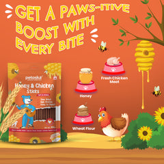 Petoska Chicken Honey Sticks Protein-Packed Immune Support Tasty Dog Treats, 100gms