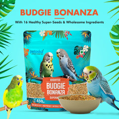 Petoska Budgie Bonanza Assorted Super Seeds Nutritious & Delicious Treat for Budgies, 450gms