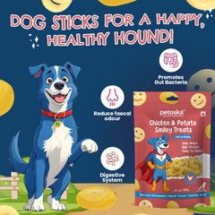Petoska Chicken Sweet Potato Dog Treats, Chewy & Protein-Rich Sticks, Easy to digest, 100gms