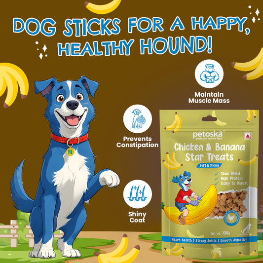 Petoska Dog Treat Chicken & Banana Stick 100g - Pack of 2