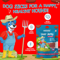Petoska Chicken Liver Jerky Dog Treats, High-Protein & Dental-Friendly, 100gms