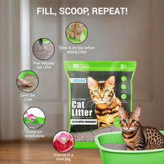 Petoska Activated Cat Litter Quick Clumping Low Dust & Odor Locking for Cats, Unscented & Green Apple, (2 Packs of 5Kg)