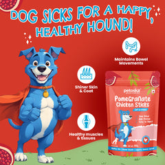 Petoska Chicken & Pomegranate Dog Treats |Natural Chewy Sticks – 100gms