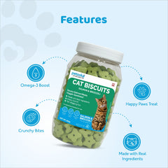 Petoska Crunchy Cat Biscuit Salmon & Broccoli, 250 gms