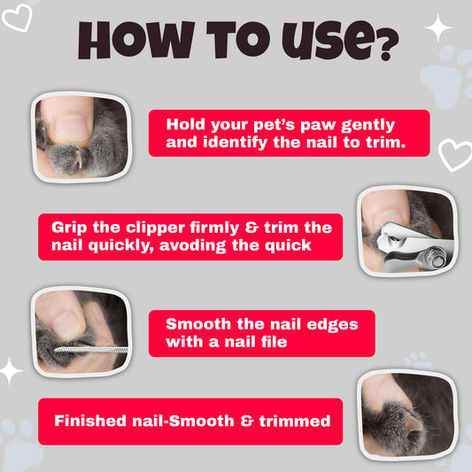 Petoska Nail Cutter with Filer for Dogs and Cats - Black