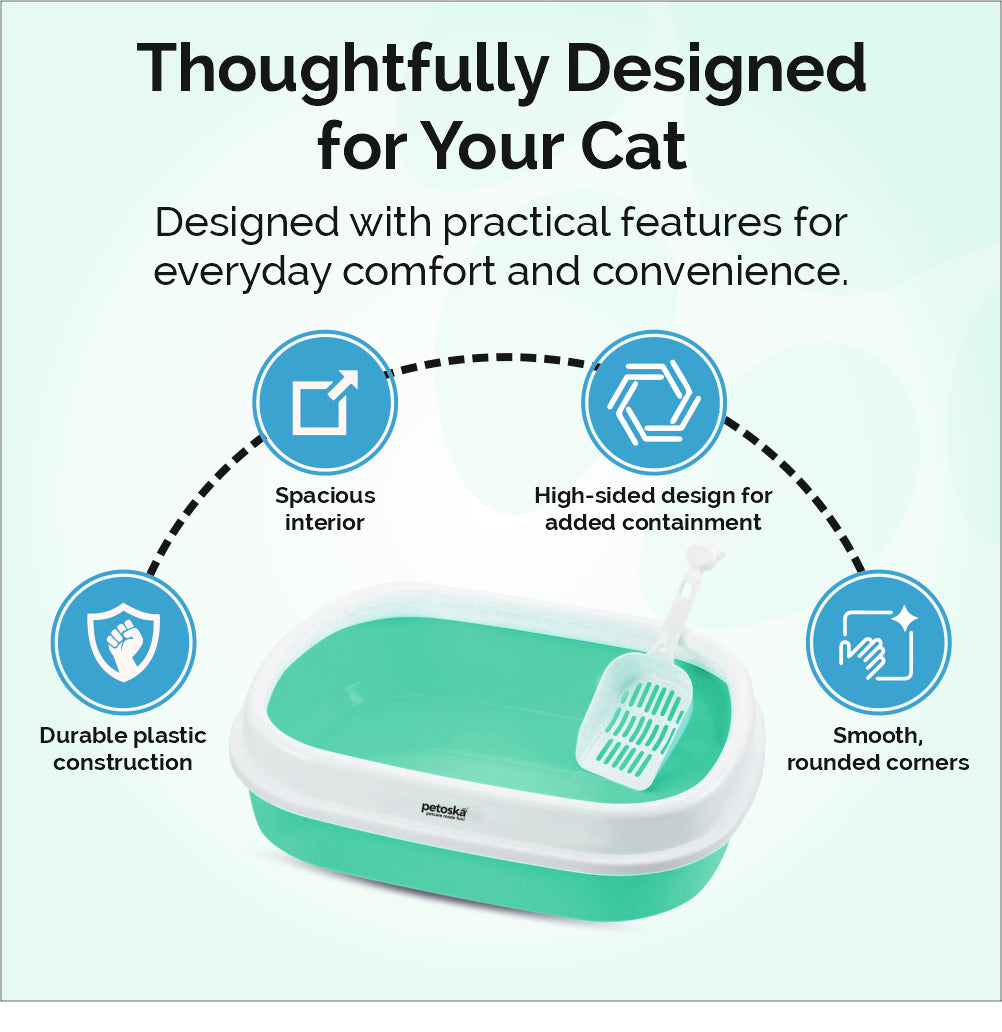 Petoska Cat Litter Tray with Scoop - Green