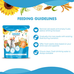 Petoska - Chirpy Crunch Bird Food for Cockatiels & Lovebirds (450gms)