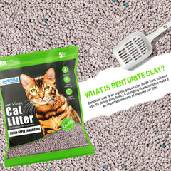 Petoska Activated Cat Litter Quick Clumping Low Dust & Odor Locking for Cats, Unscented & Green Apple, (2 Packs of 5Kg)