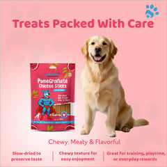 Petoska Dog Treats – Chicken & Pomegranate, 100g | Natural Chewy Sticks