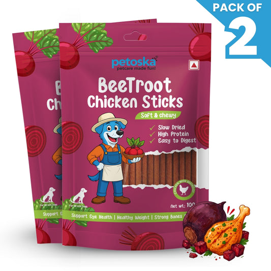 Dog Treat Beetroot Chicken Sticks 100gms (Pack of 2)