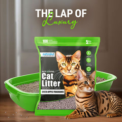 Petoska Activated Cat Litter Quick Clumping Low Dust & Odor Locking for Cats, Unscented & Green Apple, (2 Packs of 5Kg)