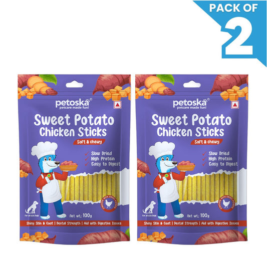 Petoska Dog Treat Sweet Potato Chicken Sticks 100g -  Pack of 2