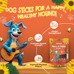 Petoska Chicken Honey Sticks Protein-Packed Immune Support Tasty Dog Treats, 100gms