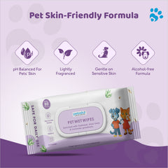 Pet Wet Wipes in Oatmeal, Aloe Vera & Lavender 15 x 20 cms & 80 Pulls (Pack of 2)