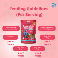 Petoska Dog Treats – Chicken & Pomegranate, 100g | Natural Chewy Sticks