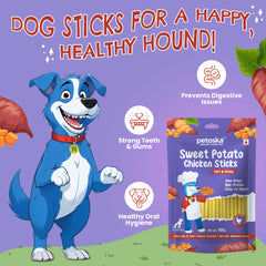 Petoska Chicken Sweet Potato Dog Treats Crunchy & Protein-Rich Sticks Easy to digest, 100g Each - Pack Of 10.