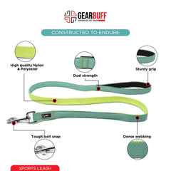 Gearbuff Sports Dog Leash | Superior Grade | Extra Durable | Pet Safety Accessory | Leash for All Dogs | Walking & Training Belts | Break Resistant & Fade Resistant | Comfortable