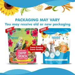 Petoska - Chirpy Crunch Bird Food for Cockatiels & Lovebirds (450gms)