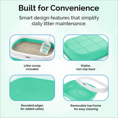Petoska Cat Litter Tray with Scoop - Green