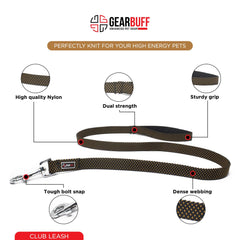 Gearbuff Club Dog Leash | Superior Grade | Extra Durable | Pet Safety Accessory | Leash for All Dogs | Walking & Training Belts | Break Resistant & Fade Resistant | Comfortable