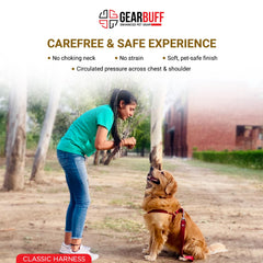 Gearbuff Classic Step-in Dog Harness| Escape Proof Dog Harness | Adjustable | Dog Essentials | Walking & Training | Break Resistant & Fade Resistant| Comfortable Chest Harness