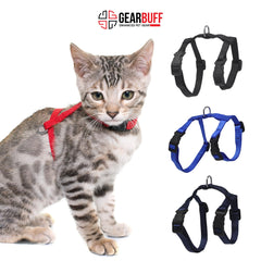 Gearbuff Nylon Cat Harness Kitten Harness | Adjustable All Cat Body Belt | Break & Fade Resistant | Escape Proof | Walking & Training Cat Harness | Comfortable Harness Belt