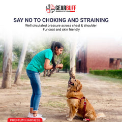 Gearbuff Premium Harness for Dogs | Adjustable | Break Resistant All Dogs Body Belt | Escape Proof | Walking & Training Dog Harness | Comfortable Harness Belt | Easy Maintenance