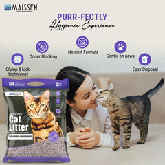 Maissen Activated Cat Litter, Lavender - 5 Kg Bentonite Clay Cat Essentials | Natural, Low Dust | Quick-Clumping, Scoopable | Odour Locking with Lavender | Hygiene for Cats | Pack of 4