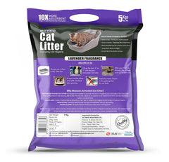 Maissen Activated Cat Litter, Lavender - 5 Kg Bentonite Clay Cat Essentials | Natural, Low Dust | Quick-Clumping, Scoopable | Odour Locking with Lavender | Hygiene for Cats | Pack of 4