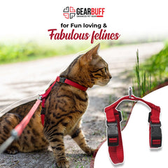 Gearbuff Nylon Cat Harness Kitten Harness | Adjustable All Cat Body Belt | Break & Fade Resistant | Escape Proof | Walking & Training Cat Harness | Comfortable Harness Belt