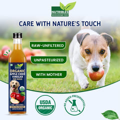 Nutribles Organic Apple Cider Vinegar- 500 Ml | for All Dogs & Cats | Certified Organic | Healthy Cat, Dog Skin and Coat Supplement | Natural Unfiltered Dog Supplement | No Added Colour, Flavour