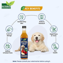 Nutribles Organic Apple Cider Vinegar- 500 Ml | for All Dogs & Cats | Certified Organic | Healthy Cat, Dog Skin and Coat Supplement | Natural Unfiltered Dog Supplement | No Added Colour, Flavour