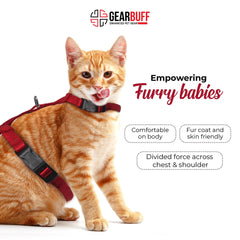 Gearbuff Nylon Cat Harness Kitten Harness | Adjustable All Cat Body Belt | Break & Fade Resistant | Escape Proof | Walking & Training Cat Harness | Comfortable Harness Belt