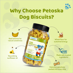 Petoska Dog Biscuits Banana 500g - Tasty & Crunchy