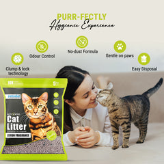 Petoska Activated Cat Litter Quick Clumping Low Dust & Odor Locking for Cats, Lemon & Green Apple, (2 Packs of 5Kg)