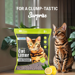 Petoska Activated Cat Litter Quick Clumping Low Dust & Odor Locking for Cats, Lemon & Green Apple, (2 Packs of 5Kg)