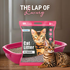 Petoska Bentonite Cat Litter Rose Fragrance Rapid Clumping & Odor Control-5kg