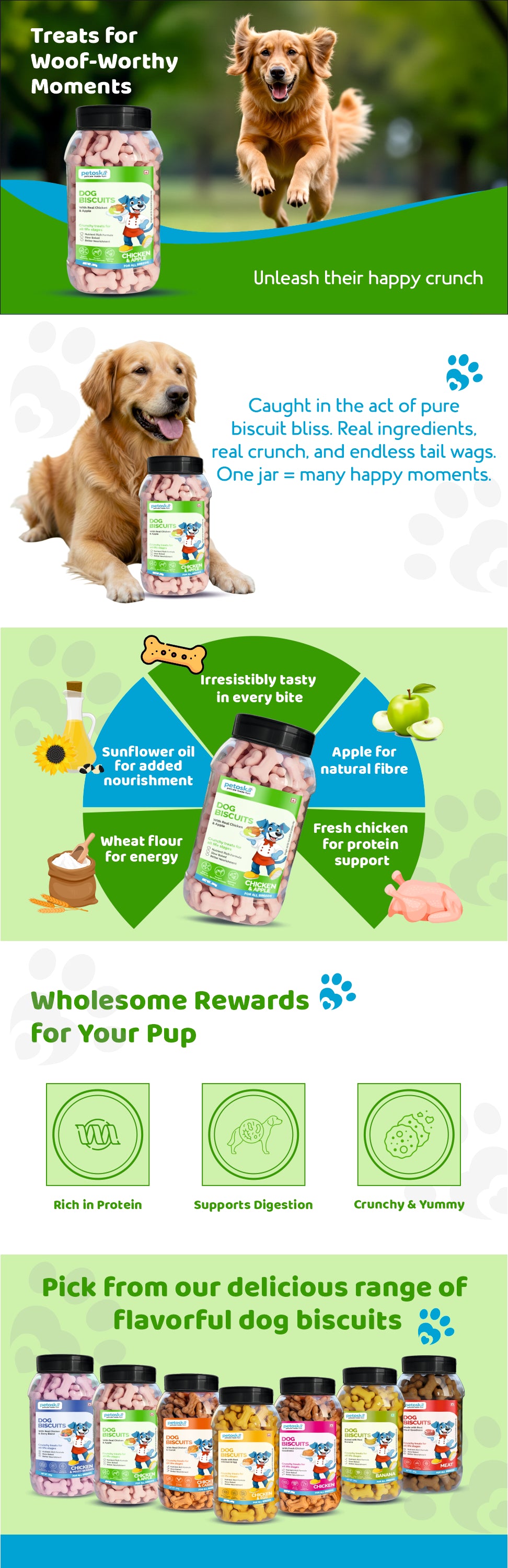 Dog Biscuits Chicken & Apple Healthy Digestion (500gms)