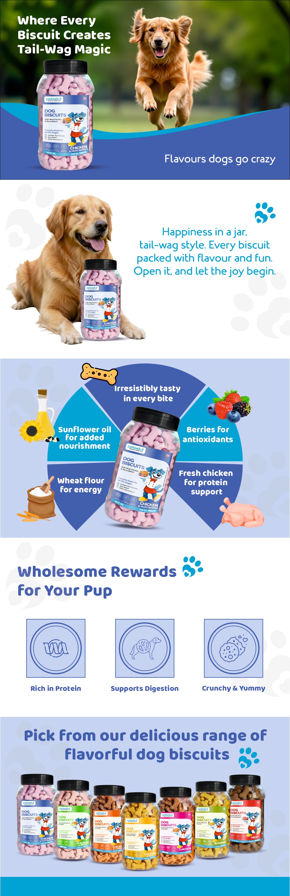 Dog Biscuits Chicken & Mixed Berries Nutritious food (500gms)