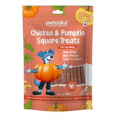 Petoska Chicken & Pumpkin Chew Sticks, Tasty, Digestive Support Treats for Dogs of All Sizes, 100gms