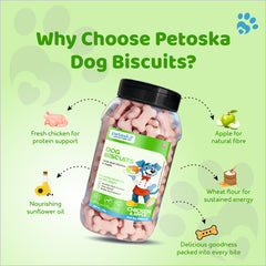 Petoska Dog Biscuits - Chicken & Apple 500g