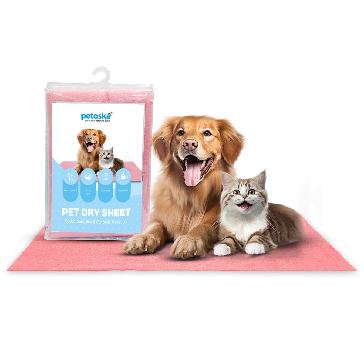 Petoska Waterproof Reusable Washable Pee Pads & Pet Dry Sheet Coral - Pack Of 1