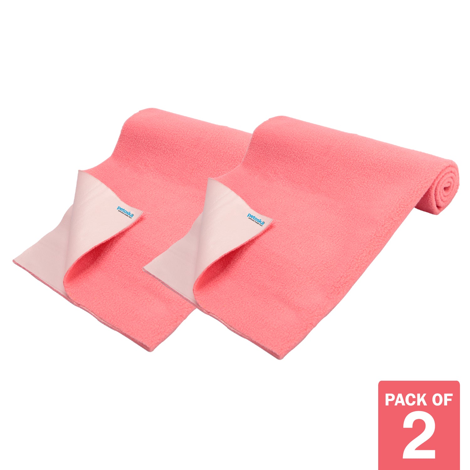 Petoska Waterproof Reusable Washable Dog & Cat Pee Pads & Pet Dry Sheet Coral -Small Size (Pack Of 2).