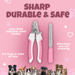 Petoska Nail Cutter with Filer for Dogs and Cats - Pink